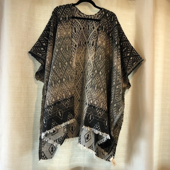 LUCKY BRAND Poncho Wrap Open Front Wool Blend - Picture 1 of 9